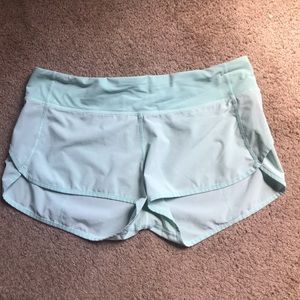 Light Teal Lululemon speed shorts